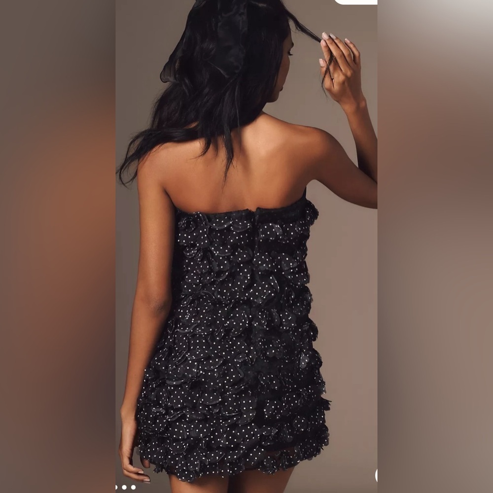 By Anthropologie Maeve 3D Floral Polka Dot Mini Dress size 10 - Picture 2 of 8
